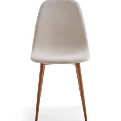 Anna spisebordsstol - beige tekstil med egelook