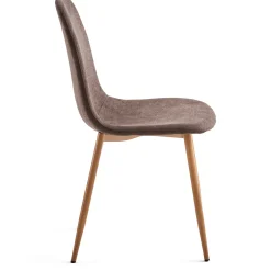 Anna spisebordsstol - brun tekstil med egelook