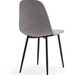 Anna spisebordsstol - Grå tekstil med sorte ben