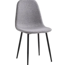 Anna spisebordsstol - Grå tekstil med sorte ben