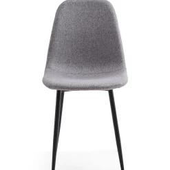 Anna spisebordsstol - Grå tekstil med sorte ben