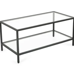Bianca sort sofabord metalstel og glas - 100x50x40 cm