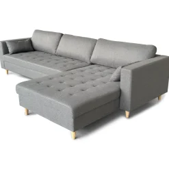 Brandy - Højrevendt og venstrevendt vendbar chaiselong sofa grå - L: 290 x D: 96 x H: 80 cm
