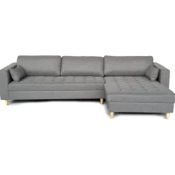 Brandy - Højrevendt og venstrevendt vendbar chaiselong sofa grå - L: 290 x D: 96 x H: 80 cm