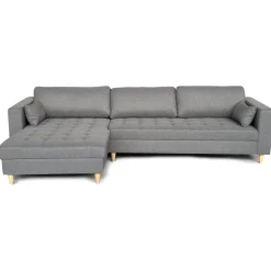 Brandy - Højrevendt og venstrevendt vendbar chaiselong sofa grå - L: 290 x D: 96 x H: 80 cm