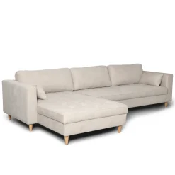 Brandy - Højrevendt og venstrevendt vendbar chaiselong sofa beige - L: 290 x D: 96 x H: 80 cm
