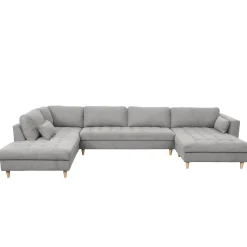 Brandy - højrevendt u-sofa i grå med chaiselong - L: 366 x D: 211 x H: 80 cm