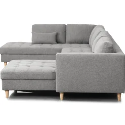Brandy - højrevendt u-sofa i grå med chaiselong - L: 366 x D: 211 x H: 80 cm