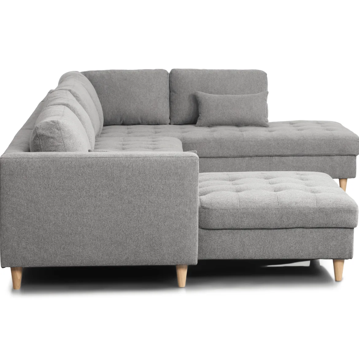 Brandy - venstrevendt u-sofa i grå med chaiselong - L: 366 x D: 211 x H: 80 cm