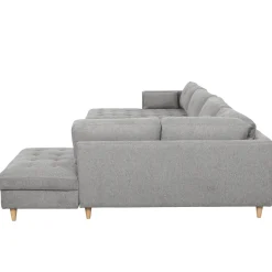 Brandy - venstrevendt u-sofa i grå med chaiselong - L: 366 x D: 211 x H: 80 cm