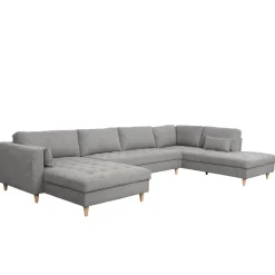 Brandy - venstrevendt u-sofa i grå med chaiselong - L: 366 x D: 211 x H: 80 cm