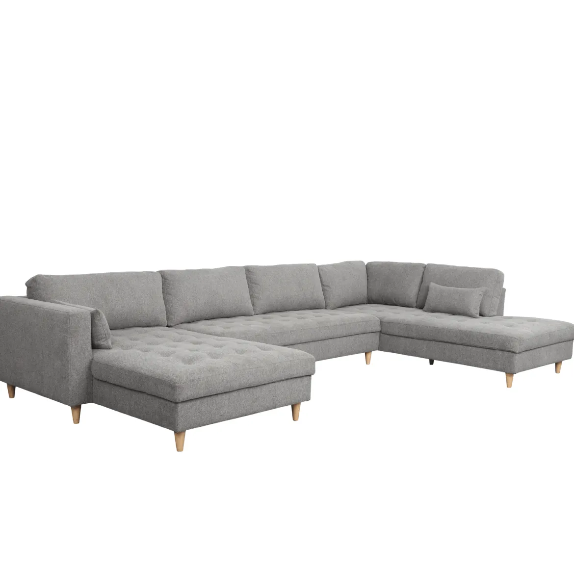 Brandy - venstrevendt u-sofa i grå med chaiselong - L: 366 x D: 211 x H: 80 cm
