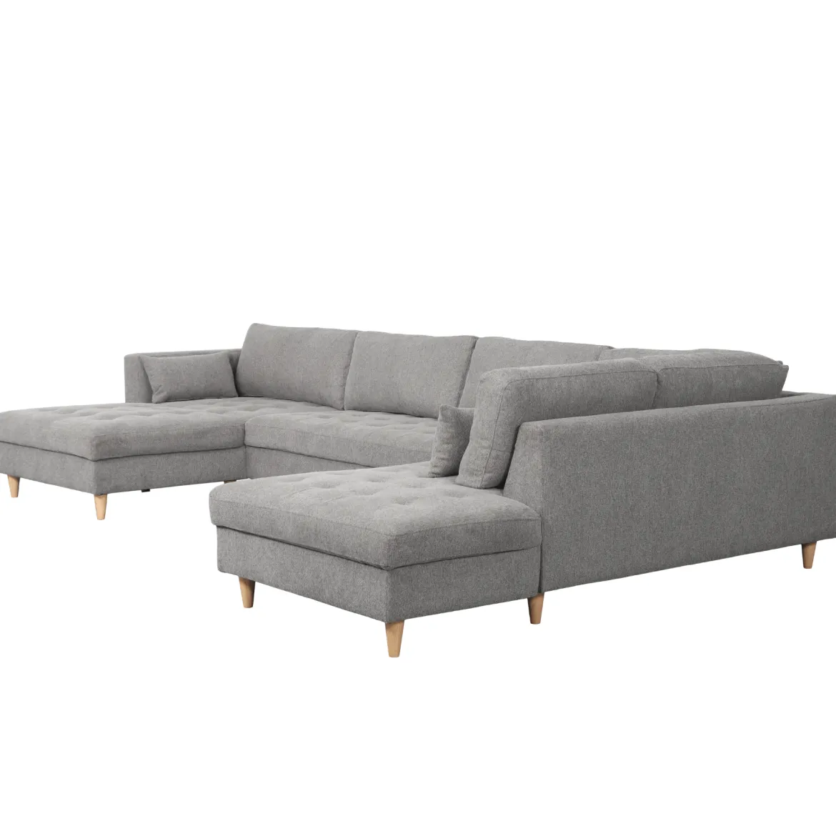 Brandy - venstrevendt u-sofa i grå med chaiselong - L: 366 x D: 211 x H: 80 cm