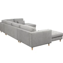 Brandy - venstrevendt u-sofa i grå med chaiselong - L: 366 x D: 211 x H: 80 cm