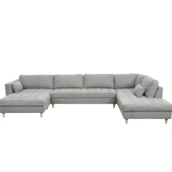 Brandy - venstrevendt u-sofa i grå med chaiselong - L: 366 x D: 211 x H: 80 cm