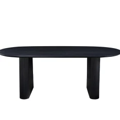 Carisma sort ovalt lamel spisebord 200 x 100 cm med søjleben
