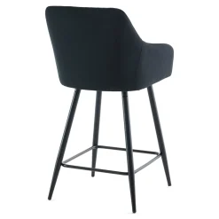 Carlo - barstol sort velour med armlæn 65 cm