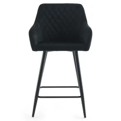 Carlo - barstol sort velour med armlæn 65 cm