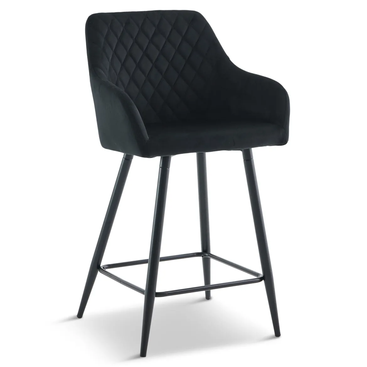 Carlo - barstol sort velour med armlæn 65 cm