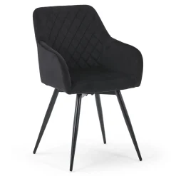 Carlo spisebordsstol - Sort velour med drejefunktion 360 grader