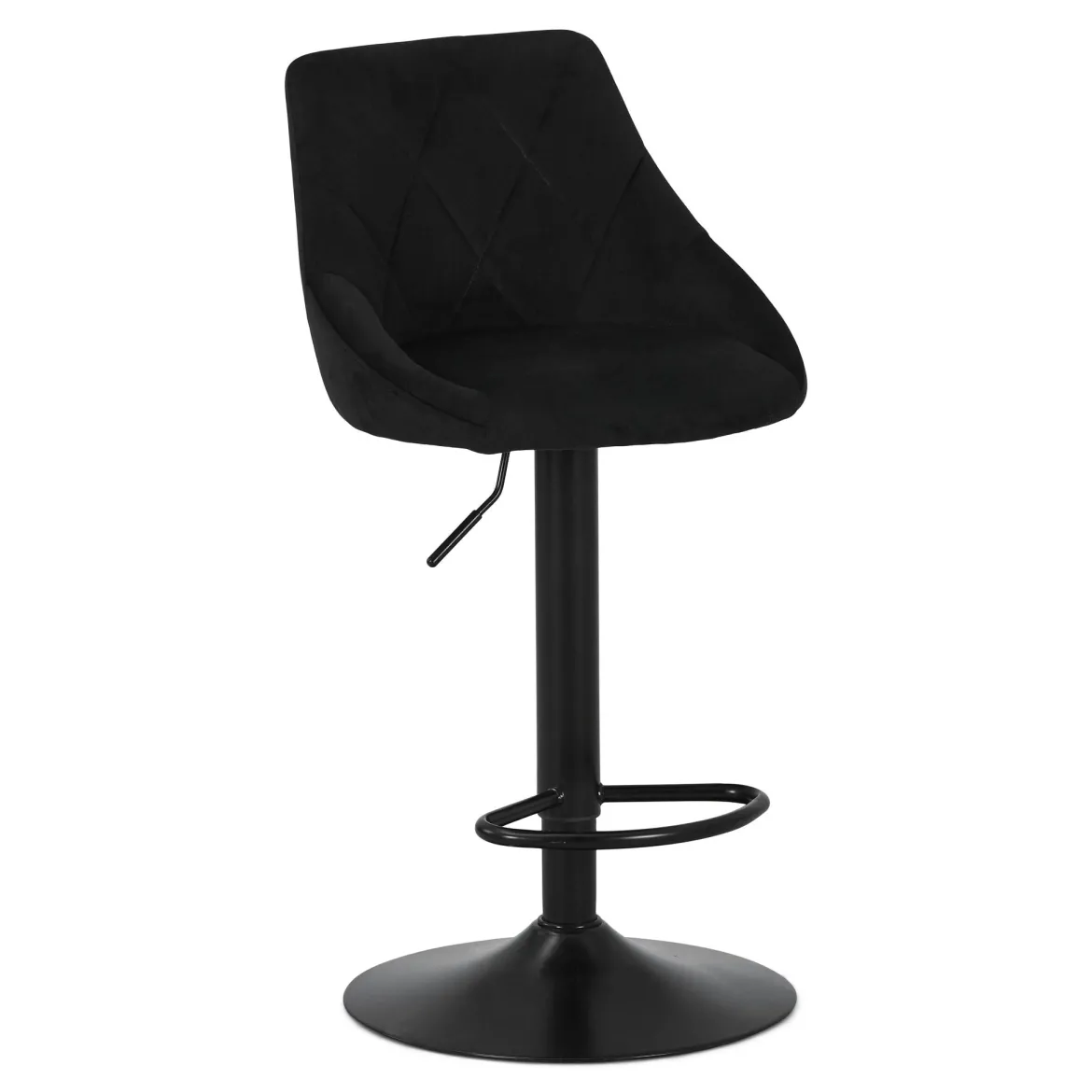 Cassie - Sort justerbar barstol i velour med drejefunktion 360 grader