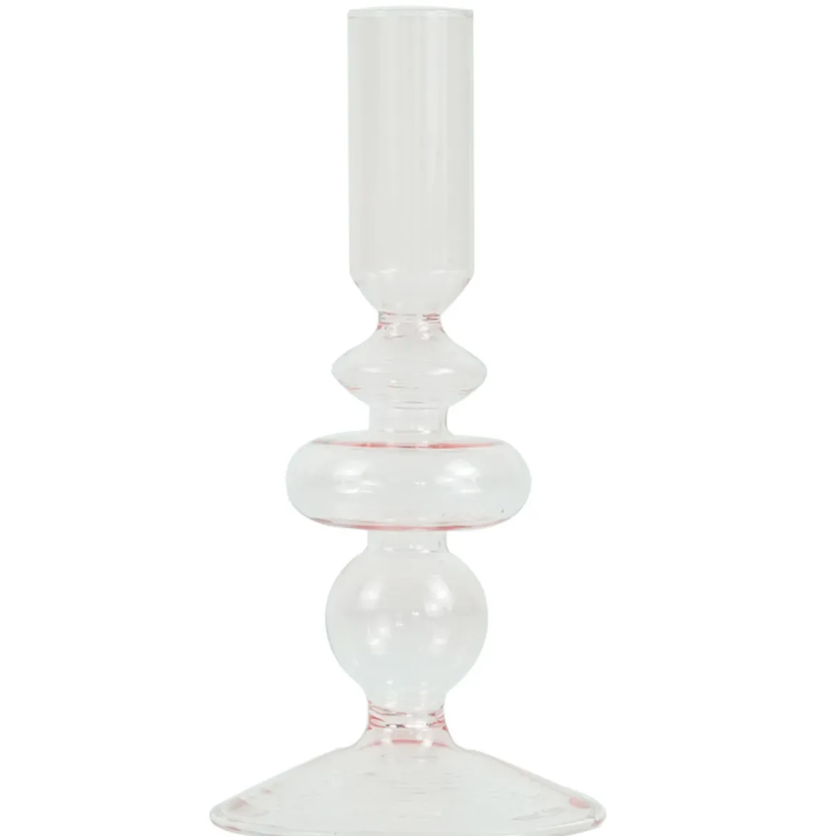 Chicka lysestage glas lyserød 21 cm