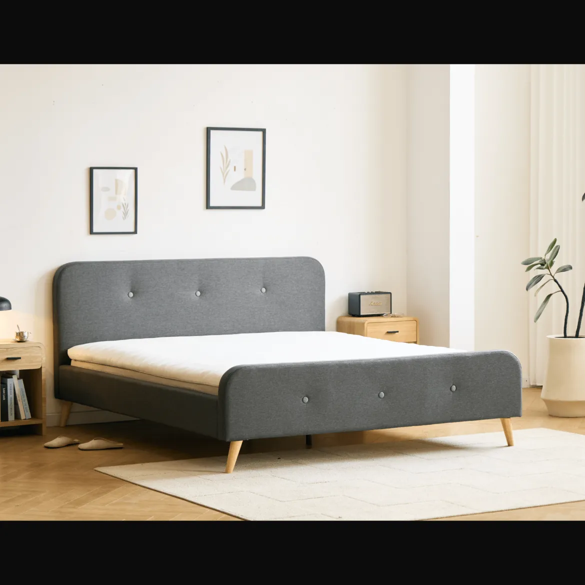 Christian sengeramme i grå 180x200 cm ekskl. sengelameller og madrasser