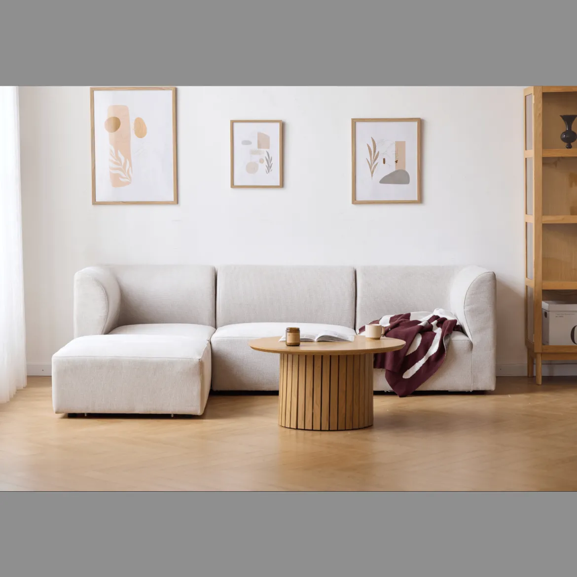 Emilia modulsofa i beige med 3 moduler L: 243 x D: 79 cm x H: 72 cm