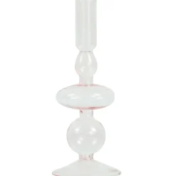 Gracie glas lysestage lyserød 18 cm