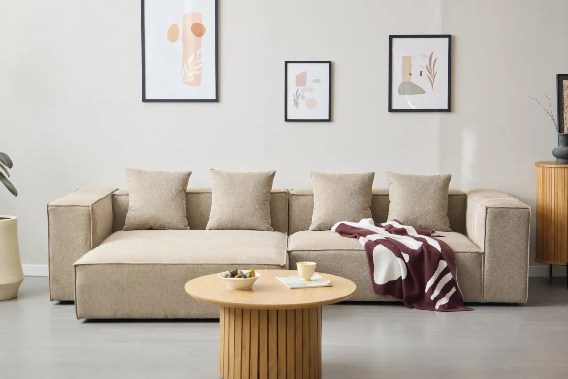 Hailey - Modulsofa i sand med 2 moduler L: 294 X D: 100 X H: 65 cm