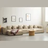 Hailey - Venstrevendt chaiselong modulsofa med puf i sand L: 415 X D: 172 X H: 65 cm