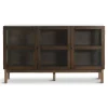 Havana egetræ glas skænk/vitrineskab i røget eg med 3 låger - 80x40x140 cm
