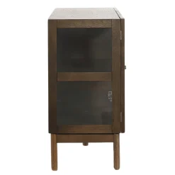 Havana egetræ glas skænk/vitrineskab i røget eg med 3 låger - 80x40x140 cm