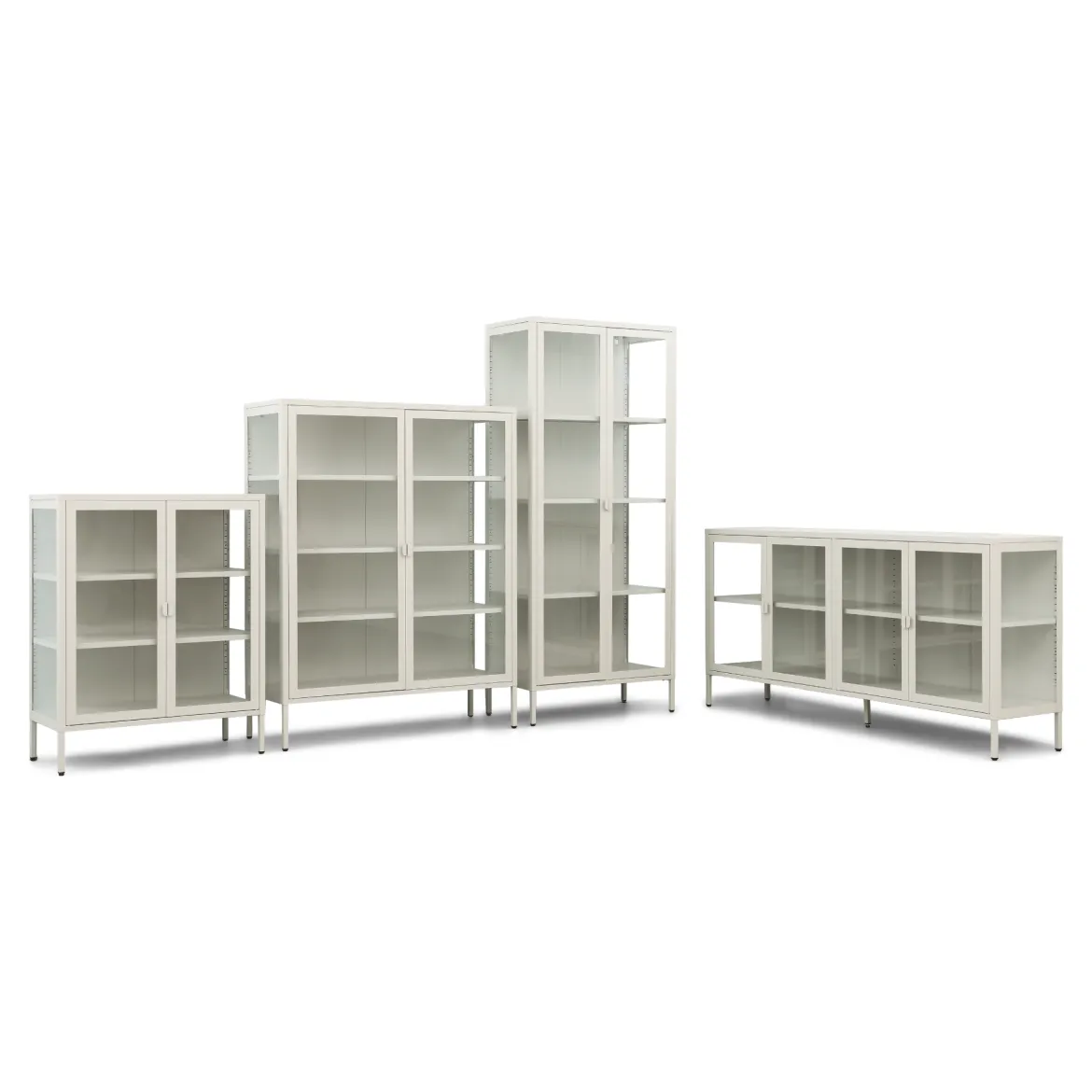 Herman glas skænk/vitrineskab - Beige metal 80x40x105 cm