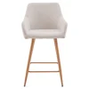 Jenna barstol - beige tekstil med armlæn 65 cm