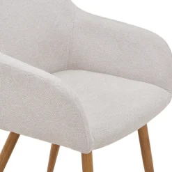 Jenna spisebordstol - beige tekstil med egelook