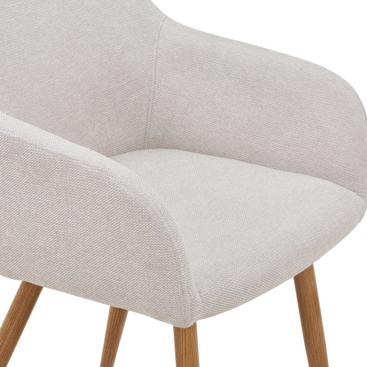 Jenna spisebordstol - beige tekstil med egelook