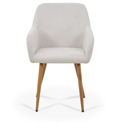 Jenna spisebordstol - beige tekstil med egelook