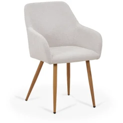 Jenna spisebordstol - beige tekstil med egelook
