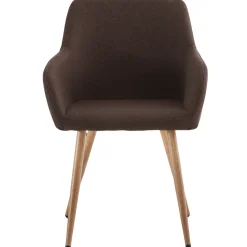 Jenna spisebordstol - brun tekstil med egelook