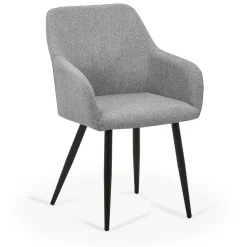 Jenna spisebordstol - grå tekstil med sorte ben