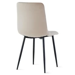 Jessi spisebordsstol - beige velour med sorte metalben