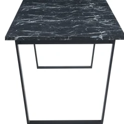 Karl spisebord i mat sort med marmor look - 210 x 90 cm
