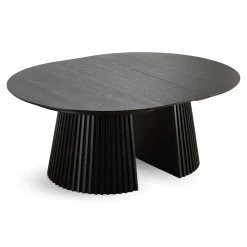 Lewis - Lamel rundt Spisebord I sort Egefiner med udtræk 150/190/230 CM - 2x tillægsplader medfølger