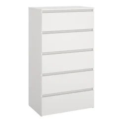 Maise kommode H:114 x B:65 x D:41 cm med 5 skuffer i hvid