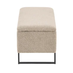 Malika bænk med opbevaring i beige boucle 95x35x40 cm