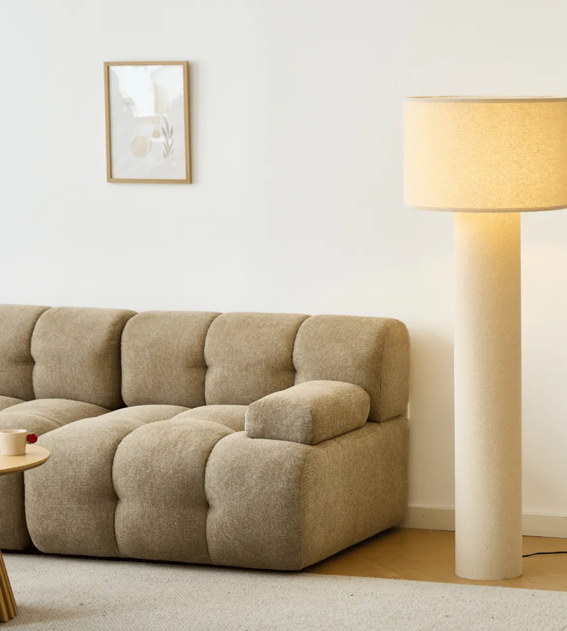 Mariah gulvlampe med lampeskærm i linned 145 x 50 cm