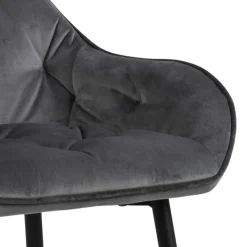 Mario barstol med ryglæn - Grå velour 65 cm