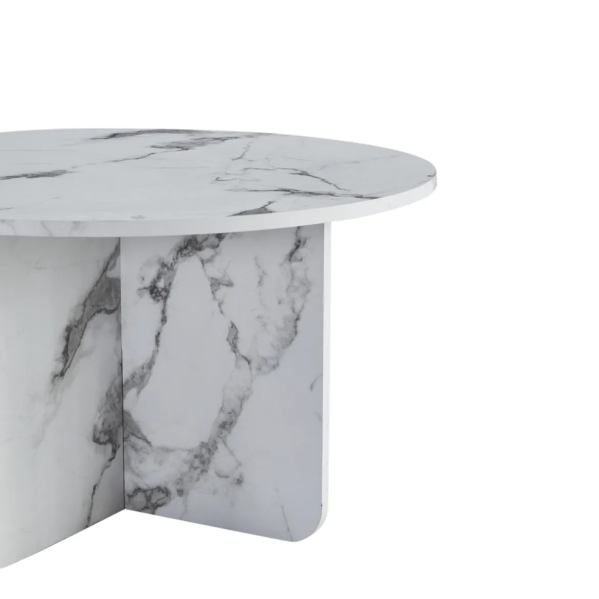 Mercy sofabord hvid marmor look Ø80 cm