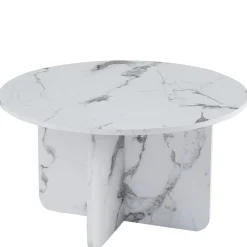 Mercy sofabord hvid marmor look Ø80 cm